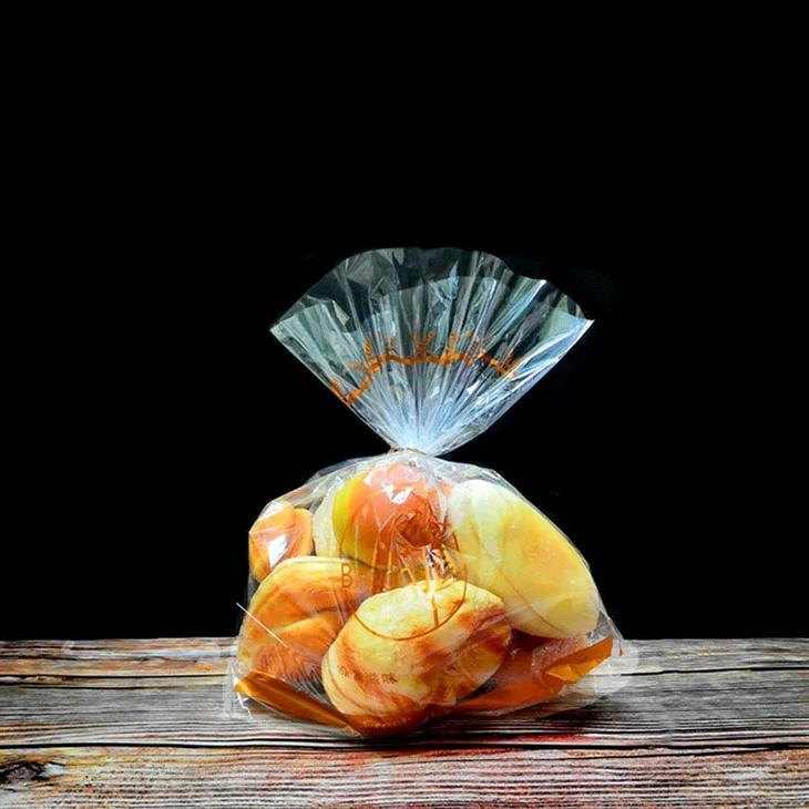 Folded Polyethylene Bags Take Out Disposable Plastic Food Bags Roll Bread And Grocery Clear Bags